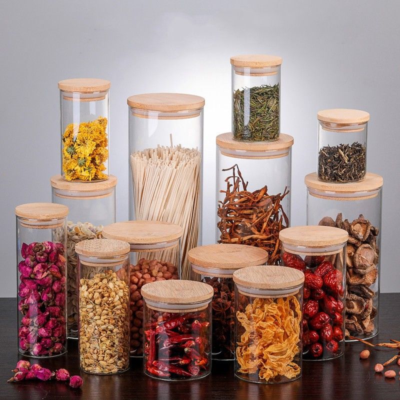 Home Storage & Organizzazione Barattoli da tè Barattoli in vetro sigillati Barattoli dritti per la conservazione della cucina Snack di frutta secca Bottiglie per la conservazione di caramelle_voghion.com