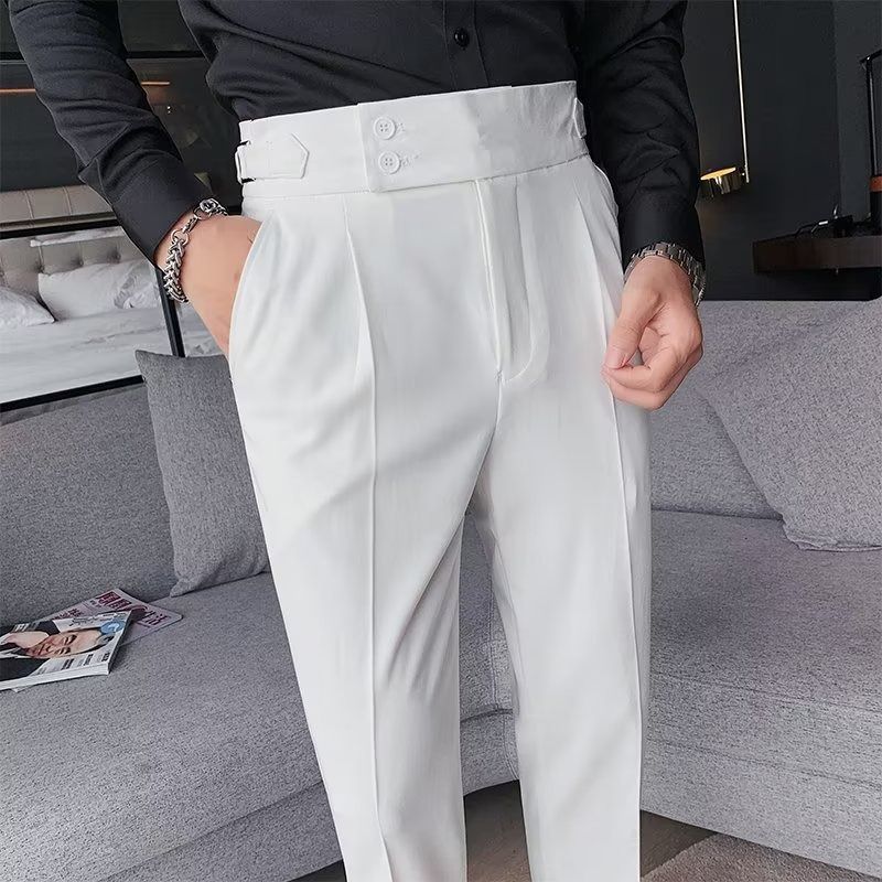 Men's Clothing Slim Fit Summer Dress Pants - High Waist Straight Leg Formal Trousers With Comfortable Stretch & Lightweight Fabric For Business Casual_voghion.com