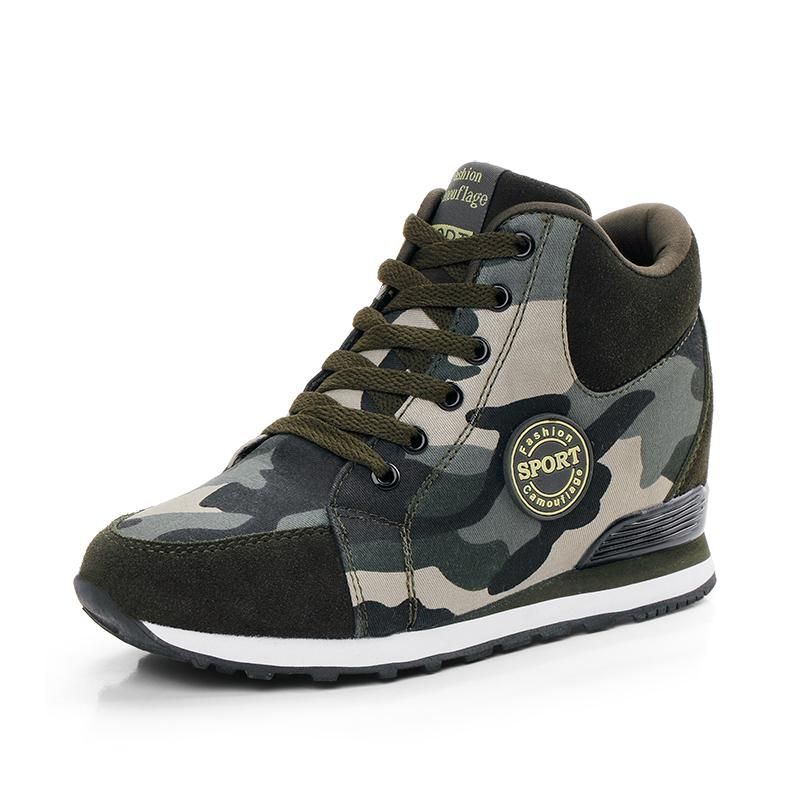 Pantofi sport din pânză pentru femei, respirabili, cu creștere în înălțime, de camuflaj, casual_voghion.com