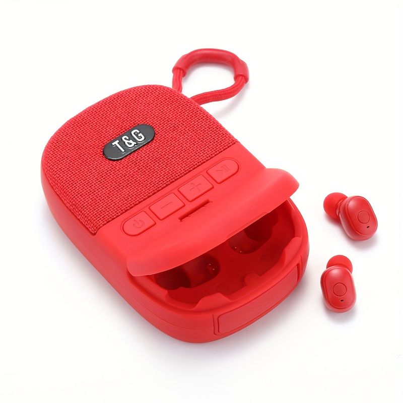 [Hot sales]2-in-1 Portable Wireless Speaker & Earphones - Waterproof, Compact, and Lightweight Design - TF Card/FM/USB/Line In, Mobile Phone Holder,_voghion.com
