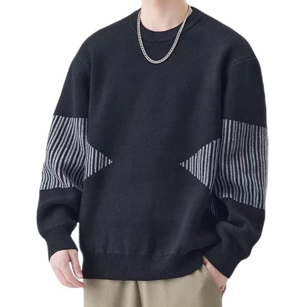 Maglione oversize a rombi – Pullover casual da uomo, in poliestere elasticizzato, traspirante e lavabile in lavatrice, nero/grigio/kaki_voghion.com