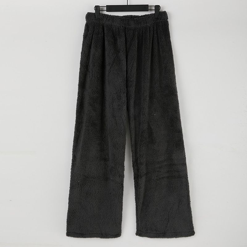 Pantaloni di peluche da donna in tinta unita caldi in velluto double-face autunno e inverno popolari da donna_voghion.com