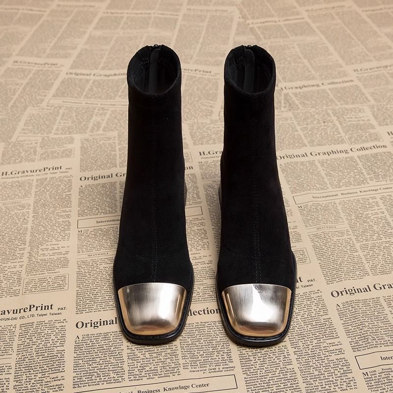 Stivali con tacco spesso, leggeri e di lusso, con punta quadrata, alti e sottili, da donna, autunno e inverno 2025_voghion.com