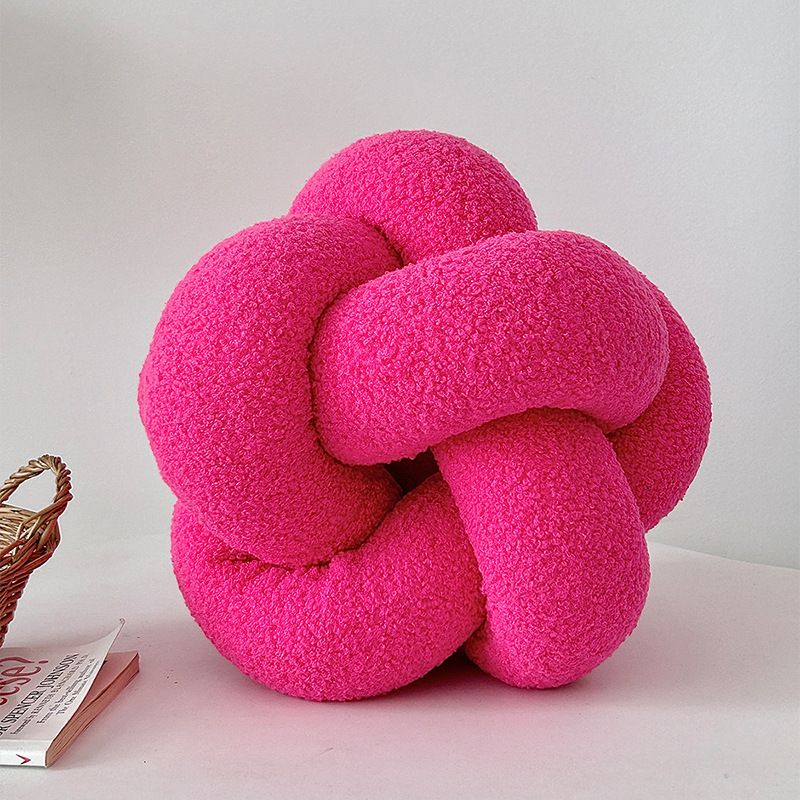 Handwoven Knotted Ball Pillow - Octagonal Sherpa Fleece Cushion For Sofa/Bed (Soft & Cozy Multi-Functional Decorative Throw Pillow)​_voghion.com