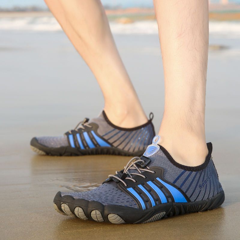 Caminhada na praia, natação, rio acima, pesca ao ar livre, calçados aquáticos, ioga em ambientes fechados, condicionamento físico, esteira, calçados especiais_voghion.com