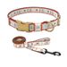 New Pink Pet Macaron Pattern Gold Textured Buckle Dog Collar Leash Set_voghion.com