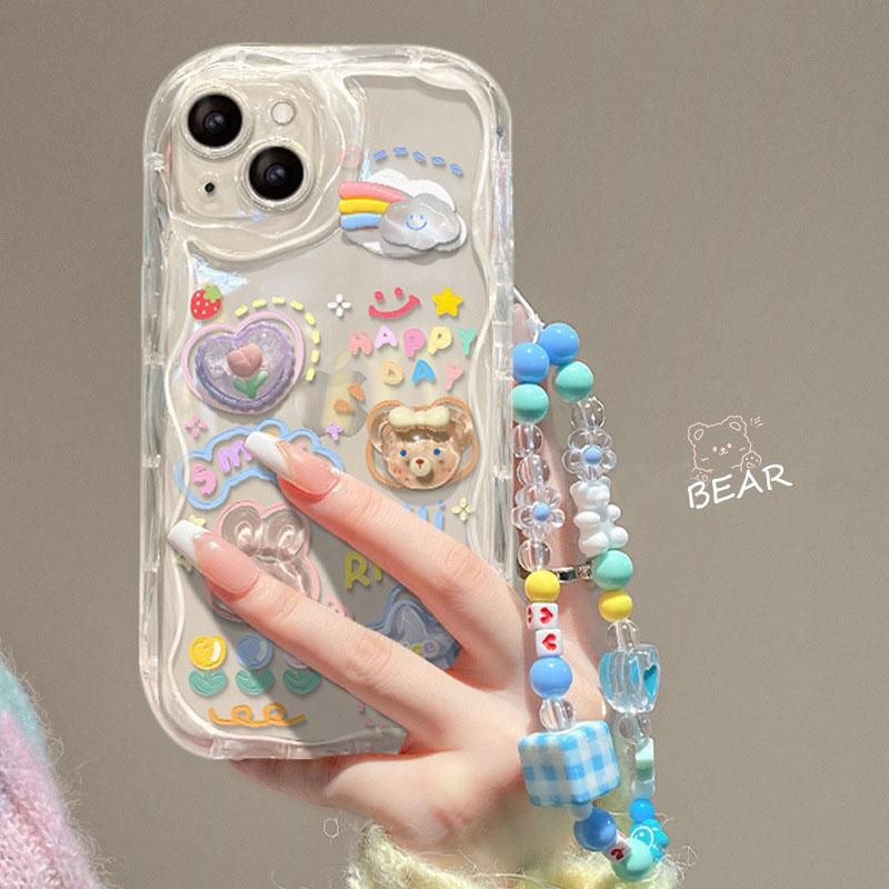 3D Rabbit Doll Flower Chain Case For Xiaomi Poco M6 Pro 5G X3 M3 X5 F4 X3GT Mi 11 14 12T Lite Cover Couqe Soft Cute_voghion.com