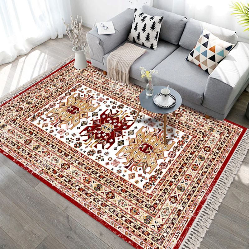 Περσική φούντα υφαντό βαμβακερό χαλί Καθιστικό Μεγάλο χαλί ρετρό έθνικ στυλ Ξενοδοχείου Διακοσμητικό χαλί Homestay_voghion.com