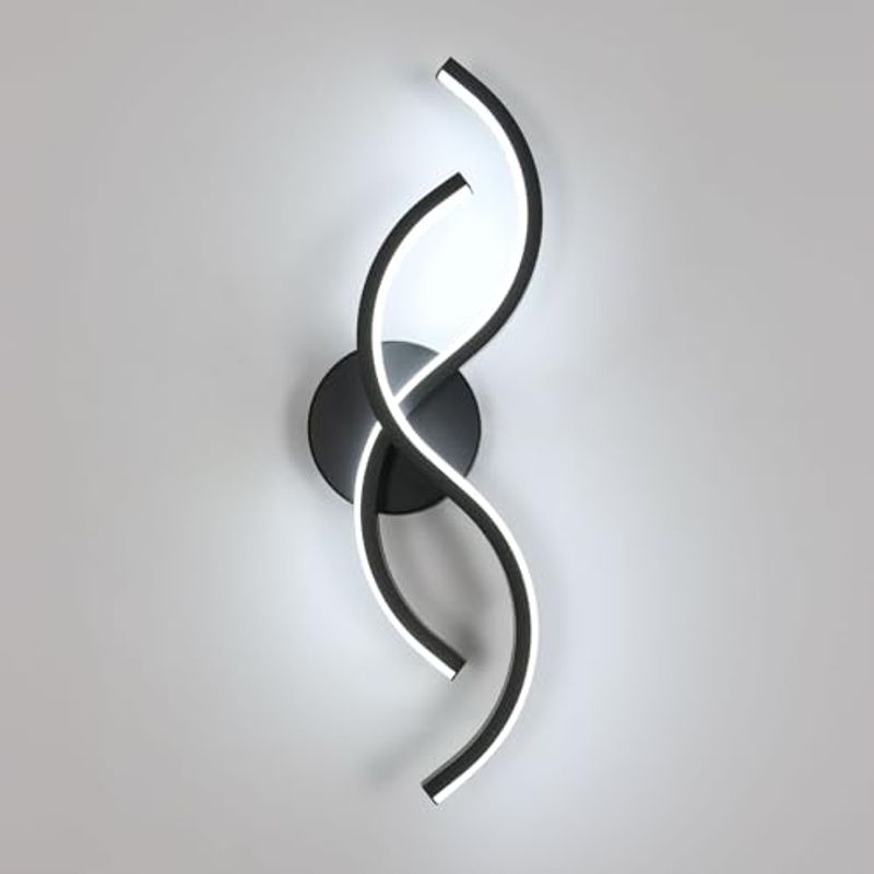 GOECO Aluminium-Wandleuchte, Farbe Schwarz, exklusives Design, 27 W, warmes Licht 3000 K, für moderne Dekoration_voghion.com