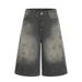 Men's Clothing Distressed White Gradient Denim Shorts Men's Straight Summer Ink Splash Dirty Washed Wide Leg Shorts Trendy_voghion.com