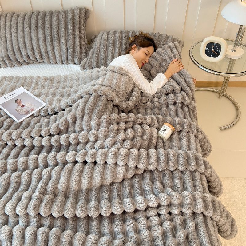 Bosensnow Luxury Winter Fleece Blanket – Ultra-Soft 95% Polyester, 260GSM, Solid Color (Multiple Sizes & Colors For Home/Office/Travel)_voghion.com