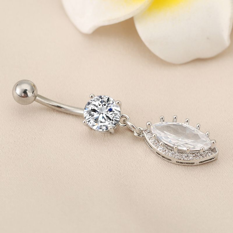 Piercing per ombelico con ciondolo di diamanti - Gioielli per il corpo in acciaio inossidabile con micro zirconi intarsiati_voghion.com