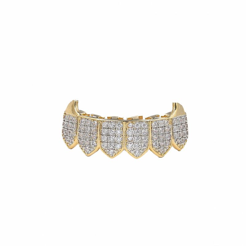 hip hop braces, gold braces, vampire fangs, micro inlaid zircon gold teeth trendy decorative braces_voghion.com