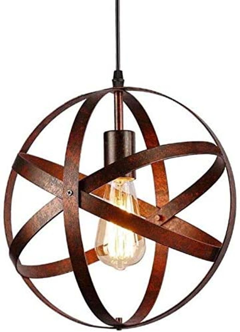 GOECO Vintage Deckenlampe, Industrielle Dekorative Innenbeleuchtung Für Esszimmer Restaurant, E27 Runde Pendelleuchte_voghion.com
