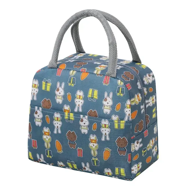 Functional Pattern Cooler Box Portable Insulated Canvas Bag Thermal Food Picnic Lunch Bags For Women Kids_voghion.com