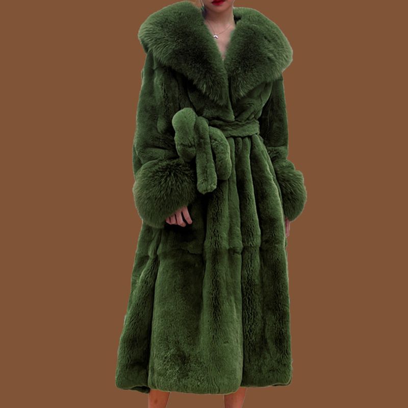 Damenbekleidung Herbst und Winter Großer Pelzkragen Mode Pelzmantel Damen Mittellang Verdicktes Temperament Lockerer Freizeitmantel_voghion.com