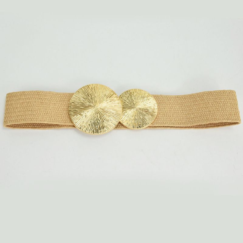 Women's Belts New Women's Long Skirt Belt Dress Belt Skirt Gold Braided Cotton And Linen Metal Buckle Waist Seal_voghion.com