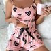 Ensemble de pyjamas de beauté intimes pour femmes, short à bretelles imprimé d'été, vêtements de maison, pyjamas_voghion.com