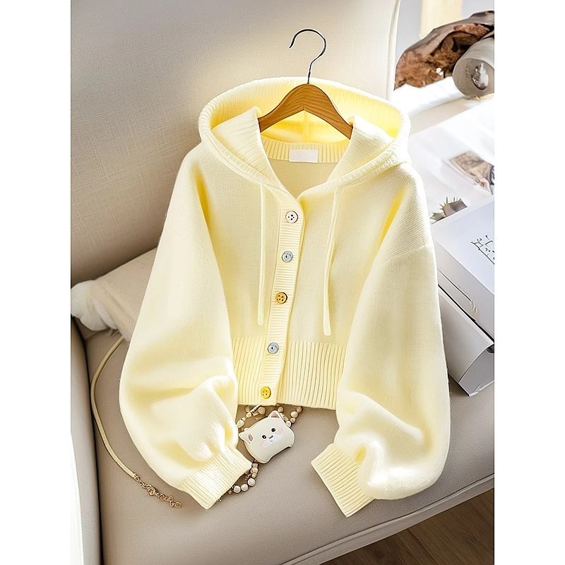 Damenbekleidung Gelbe Pulloverjacke High-End-Oberbekleidung für Damen im Lazy-Style_voghion.com