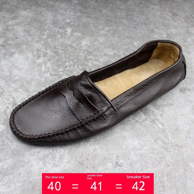 Slip-on ekte skinn laget koreanske sommerfritids pustende loafers_voghion.com