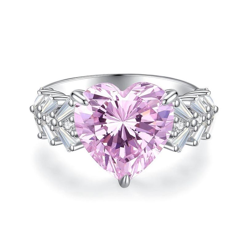 Tancise S925 Sterling 12*12 Heart Shaped Love Ring Female Colorful Treasure Ring High Carbon Diamond_voghion.com