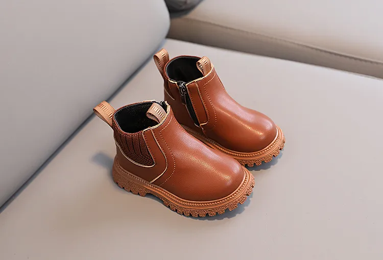 Child's shoes Boys' side zipper fashion Doc Martens girls' soft-soled fashion boots_voghion.com