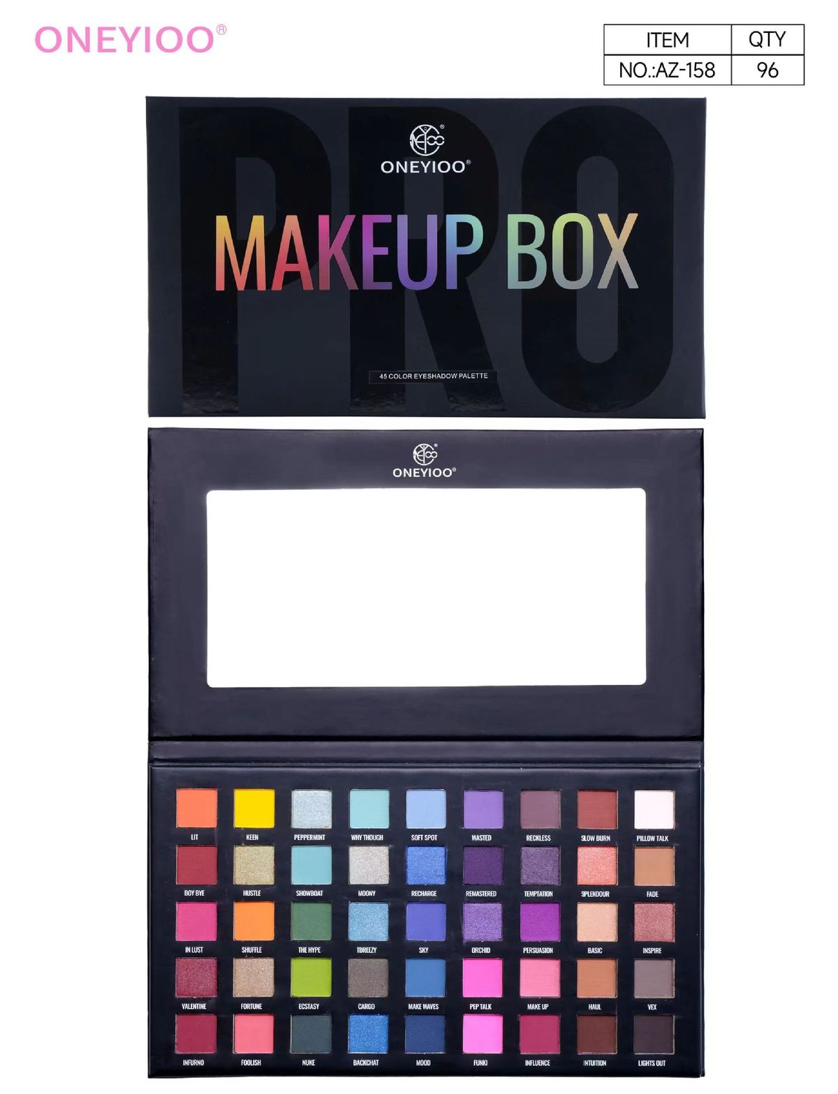 ONEYIOO 45-Farben-Lidschattenpalette – Matte und schimmernde mehrfarbige Make-up-Palette, hochpigmentierter, langanhaltender Lidschatten_voghion.com