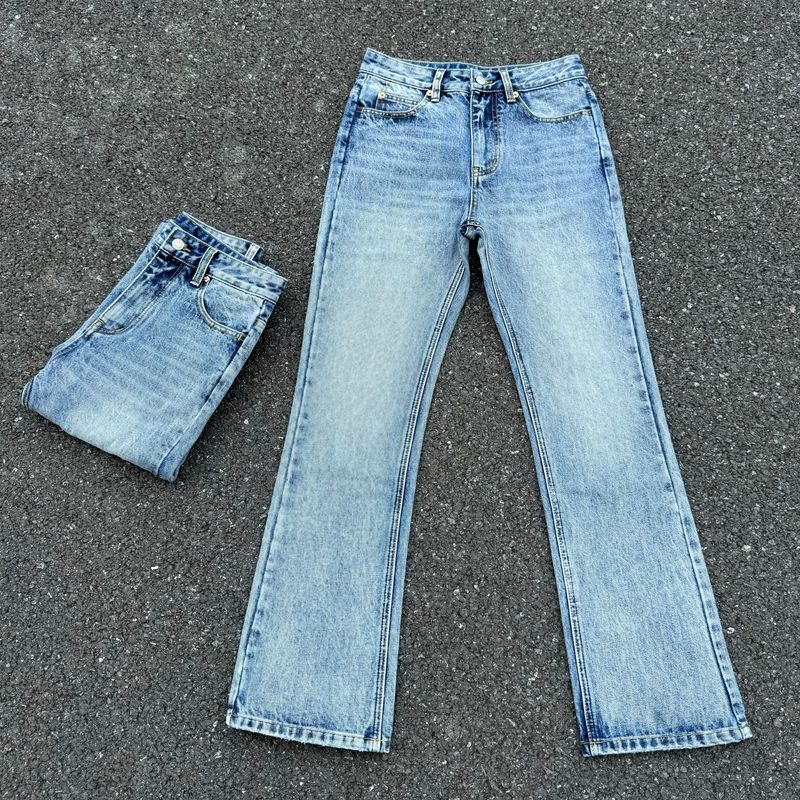 Men's Clothing Marble Pattern Washed Distressed 517cleanfit Flared Denim Snowflake Pattern Commuter Top Men's Versatile Trousers_voghion.com