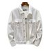 Herrenbekleidung neue Herrenjacke einfarbig trendige Jeanskleidung lässig schlanke Jeansjacke Männer_voghion.com