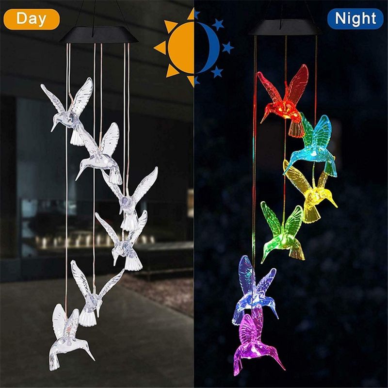 Lampă solară cu clopoțel de vânt cu 6 LED-uri, cu fluture și libelulă, colorată, pentru grădină, decor, agățat_voghion.com
