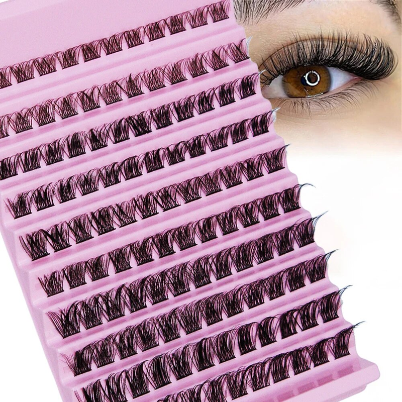 120pcs Cluster Lashes 8-16mm Wispy Individual Lashes Natural Look Lashes D Curl Fluffy Cluster Lashes DIY Eyelash Extension_voghion.com