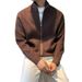 Cardigan da uomo in maglia con cerniera - Maglione casual con collo alto e tasche laterali (nero/albicocca/marrone, M-XXXL)_voghion.com