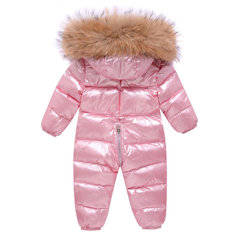 ​Baby Winter Puffer Jumpsuit - Warm & Soft Hooded Snowsuit For Boys & Girls (80-100cm, Pink/Black/Beige/Silver)​_voghion.com