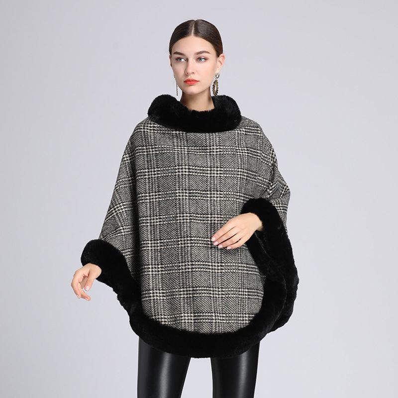 Woolen collar cape cape loose large size pullover woolen coat woman_voghion.com