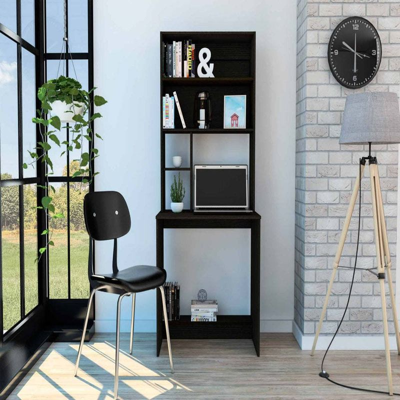 Computer Desk Monroe, Four Shelves, Black Wengue Finish_voghion.com