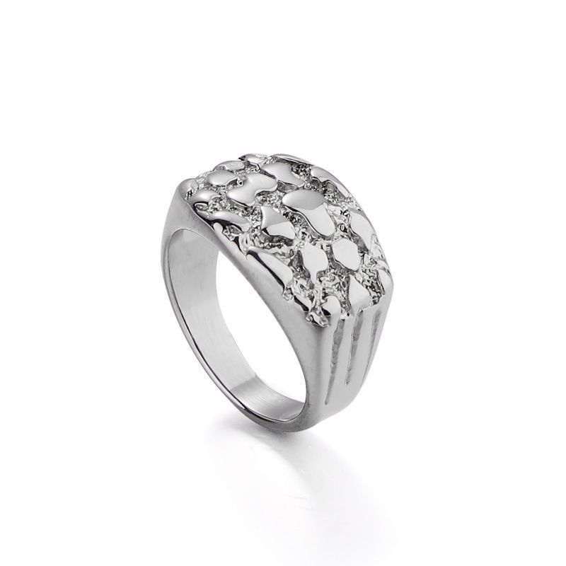 Edelstahl Gold Nugget Trendy herren Hip-Hop Zubehör Boxen Cast Ring Netze_voghion.com