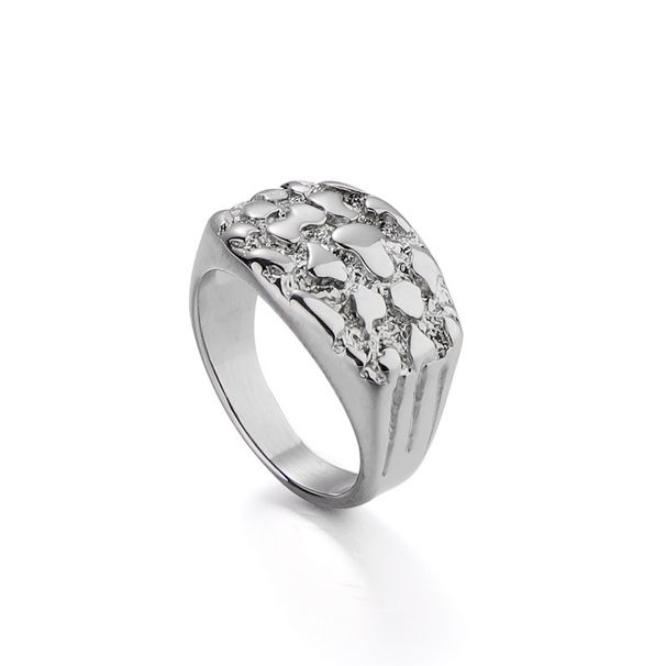 Edelstahl Gold Nugget Trendy herren Hip-Hop Zubehör Boxen Cast Ring Netze_voghion.com