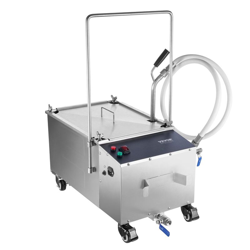 VEVOR Mobile Fryer Filter, 38L Oil Tank Capacity, Oil Filtration System With 10 L/min Oil Filtration Speed, Mobile Frying Oil Filtering System With Swivel Wheels, Oil Hose For Restaurant Burger Stores_voghion.com