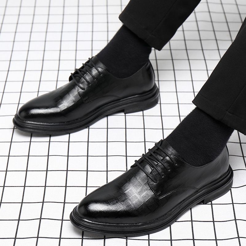 Entrega de negócios formal sapatos de couro masculino bico fino interior elevação casual britânico noivo casamento couro genuíno terno de couro macio cross-border_voghion.com