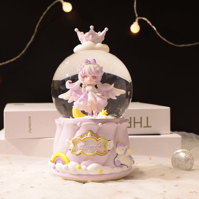 Angel Girl Large Crystal Ball Music Box Bedroom Music Lighting Atmosphere Decoration Ornaments_voghion.com