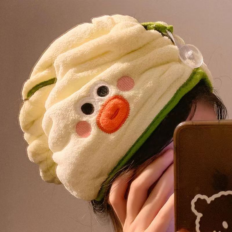 Cute Quick-Dry Towel Women, Super Absorbent, Non-Shedding, Long Hair Coral Fleece Bath Cap For Adults_voghion.com