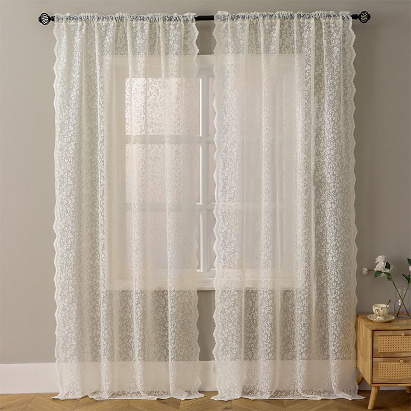 ​French Cream Sheer Curtains - White Voile Window Drapes For Living Room & Bedroom (Light Filtering Not See-Through, Ready-Made, Boho Chic Style)_voghion.com