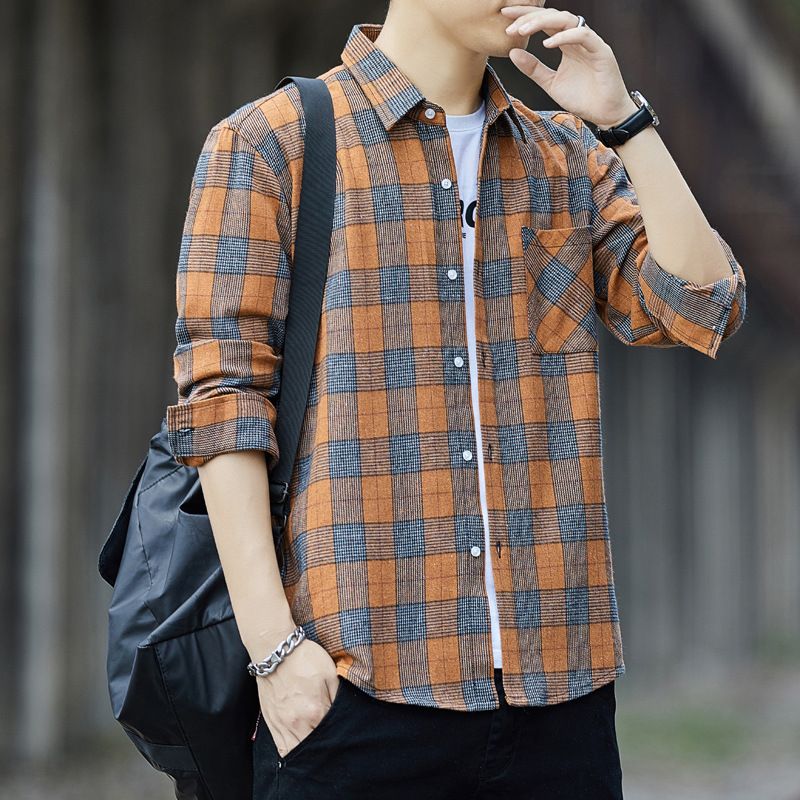 Nuove camicie a maniche lunghe primaverili e autunnali per uomo, convenienti, leggere e casual, stile coreano, alla moda e versatili, camicie a righe_voghion.com