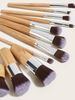 11 meigipintslit, bambusest käepidemetega komplekt, lauvärvipintsel, puudripintsel, jumestuskreemi pintsel, GUJHUI ilutarvikud_voghion.com