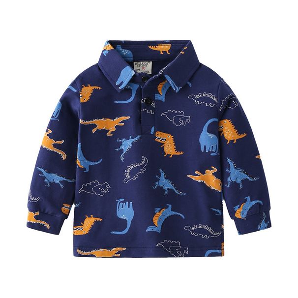 Unhooded Long Sleeve Top Spring Boys Long Sleeve Polo Shirt Cartoon Soft Comfortable Lapel Children's Wear_voghion.com
