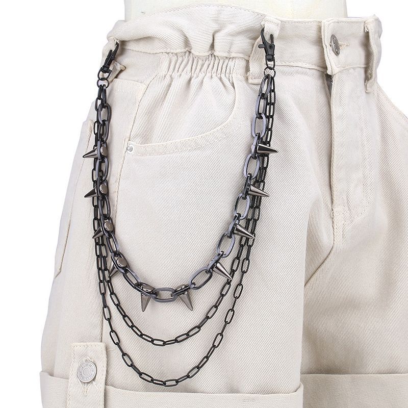 Hip-hop Punk Metal Rivets Stage Performance, Multi-layer Waist Chain Outfit, Jeans Accessories_voghion.com