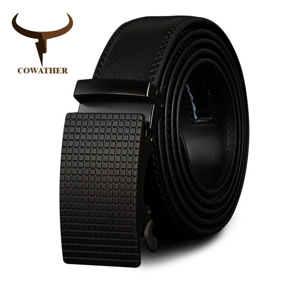 HOT COWATHER Couro de vaca genuíno de alta qualidade para homens Cinto masculino vintage automático com fivela de catraca 110-130 cm de comprimento_voghion.com