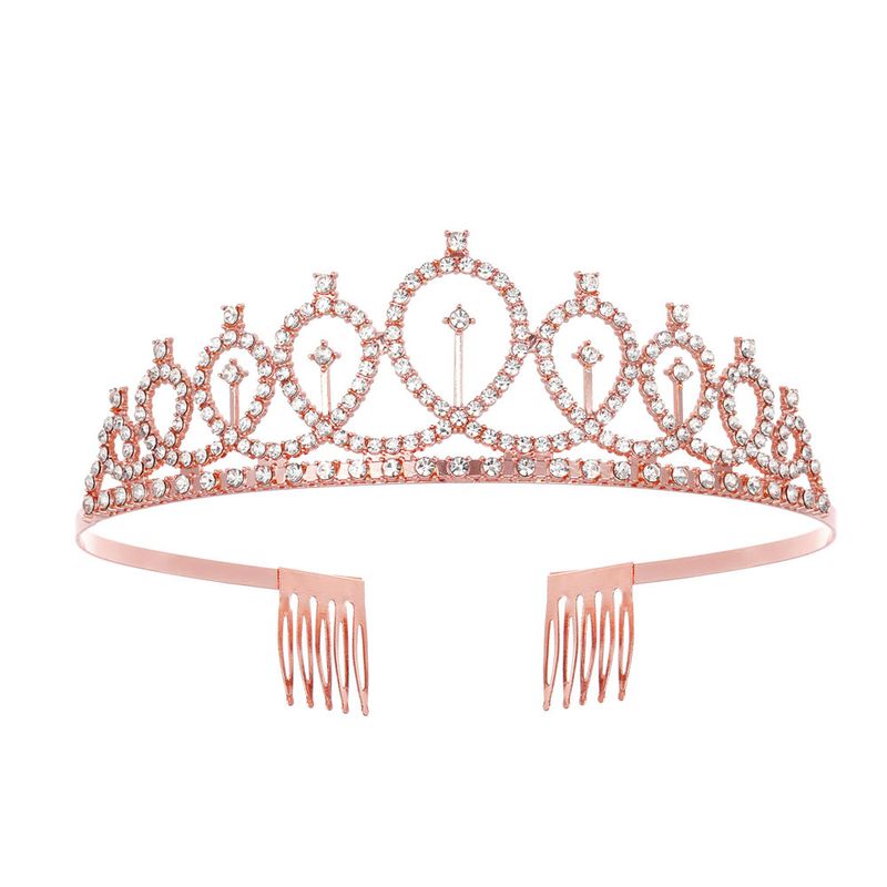 Coroa de cabelo de casamento com diamantes de cristal, acessórios para cabelo, coroa de baile, faixa de cabeça para performance em show de carros_voghion.com