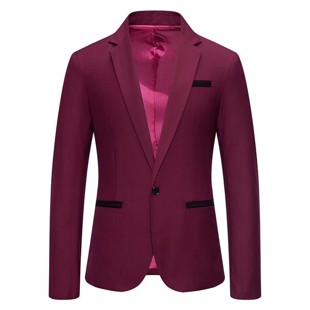 Traje informal ajustado con bolsillos y bloques de color para hombre, abrigo de traje, trajes de presentador de boda, ropa de gran tamaño para hombre, primavera 2024_voghion.com