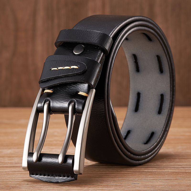 HEIßER 4 CM Hochwertiger Echtledergürtel für Männer Markengurt Männlich Doppelte Dornschließe Ausgefallener Vintage Cowboy Jeans Gürtel Cintos_voghion.com